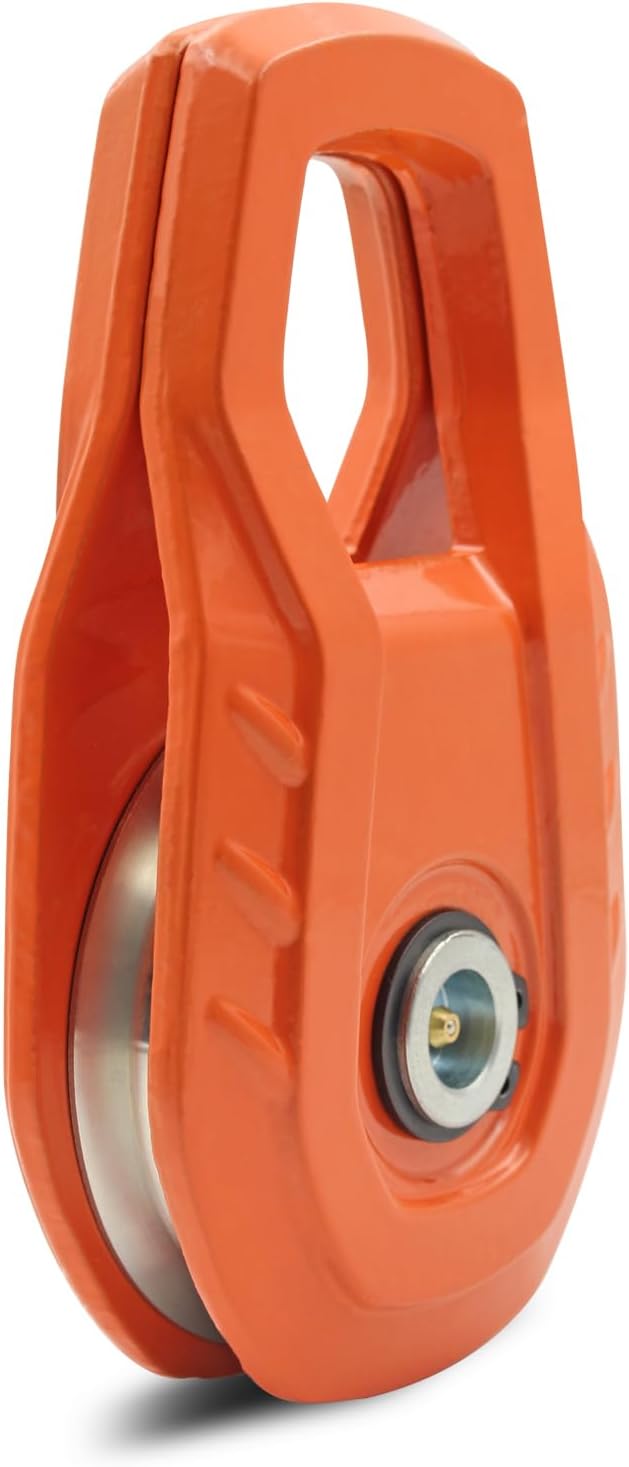MILINI Snatch Block, 55,000 lbs (25T) Strength Recovery Off-Road Heavy Duty Winches Pulley for Synthetic Rope or Steel Cable, Universal Tackle Block for Truck, Tractor, ATV & UTV (Orange)
