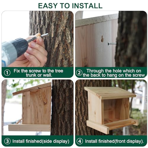 H Hugeleaf Hugeleaf Wooden Bird Feeders, Large Capacity Bird Feeder With Opening Roof For Refill, Weatherproof Wild Bird Feeder Wood Box With Plastic Window thumb #6