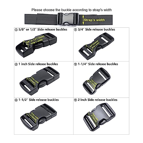 Side Release Buckles,1 1/2 Inch Heavy Duty Dual Adjustable Plastic Buckle Snaps Clips 1.5 Inch Backpack Belt Buckle Replacement 2 Packs #TOP2