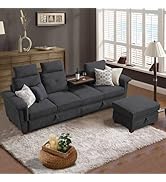 1/26迄 rikoao sofa navy Amazon.com: Soscana Convertible Sectional Sofa, 4 Seat L Shaped