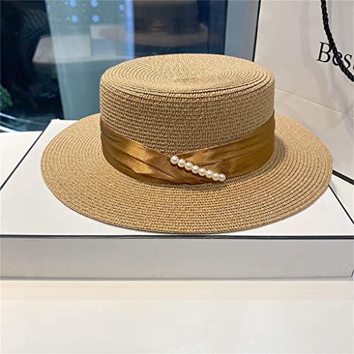 Chapeaux de plage d'été pour femmes ornés de perles style jazz panama raffiné