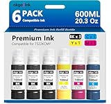 Compatible 522 Ink Refill Bottles T522 ET-2800 ET-4800 ET-2750 ET-2803 Replacement for Epsom (20.3 Fl Oz) for ET-2720 ET-2840 ET-4700 ET4800 ET-4810 3850 2760 2850 Ink (6 Pack, 600ml) Black Color