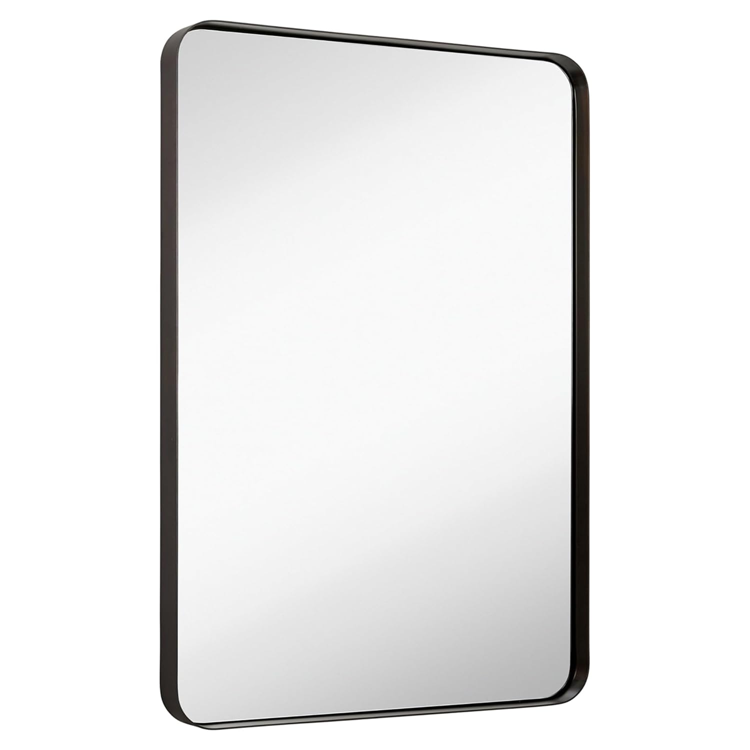 Hamilton Hills 24x36 Inch Metal Black Frame Mirror for Bathroom - Brushed Rectangular Rounded Corner Vanity - 2" Deep Set Design Large Wall Mirrors Decorative - Hangs Horizontal and Vertical