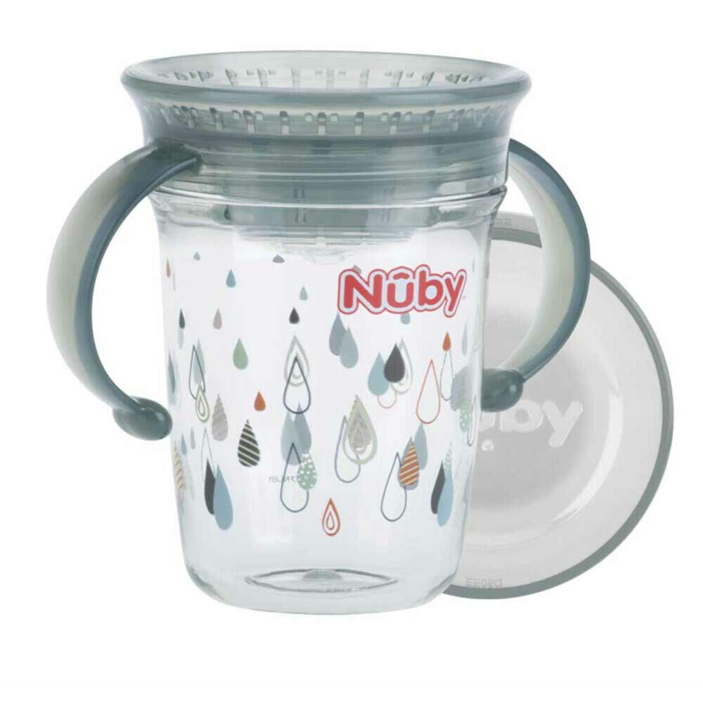 NubyTritan 360 Wonder Becher mit Griffen- 6 Monate, grau