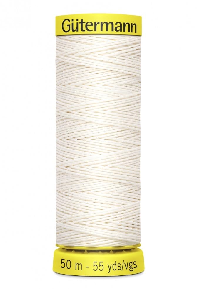 Hilo de lino encerado extra fuerte Gutermann 50m blanco miniatura 1