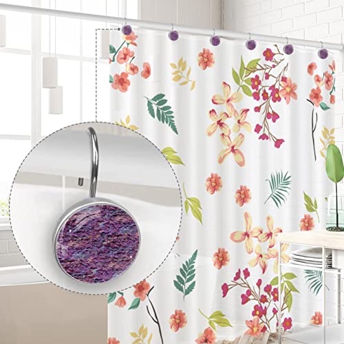 Anneaux de douche en acier inoxydable violet au fini abstrait