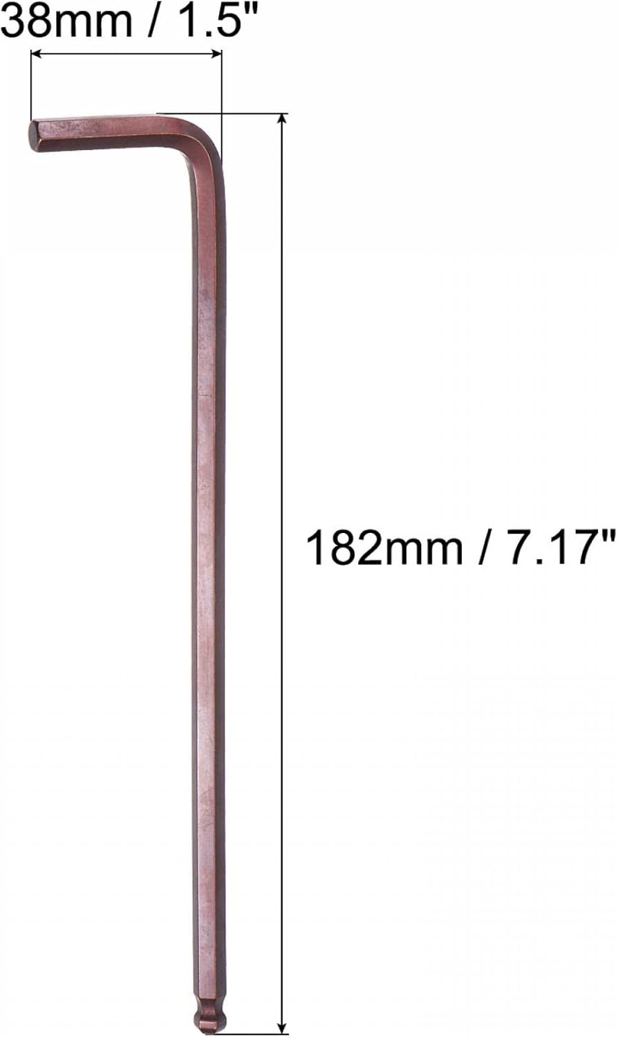 uxcell 6mm Ball End Hex Key Wrench, L Shaped Extra Long Arm S2 Steel Repairing Tool, Metric