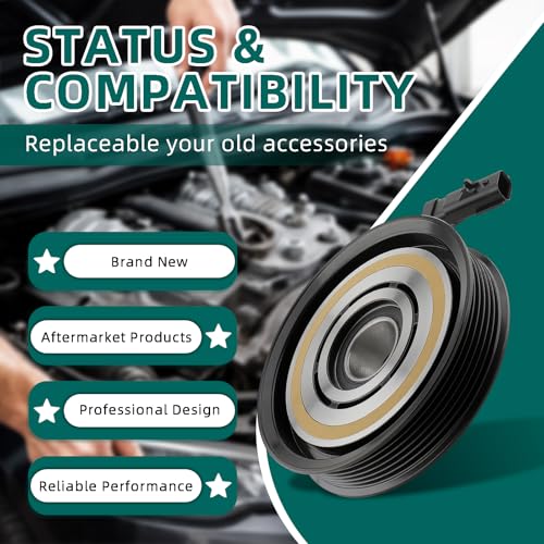 AUTOKAY AC Compressor Clutch Assembly Kit Pulley Coil Set Compatible with Dodge Dakota 6 CYL 3.7L 8 CYL 4.7L 2004-2007 10S17C 55056435AB by AUTOKAY - Image 6