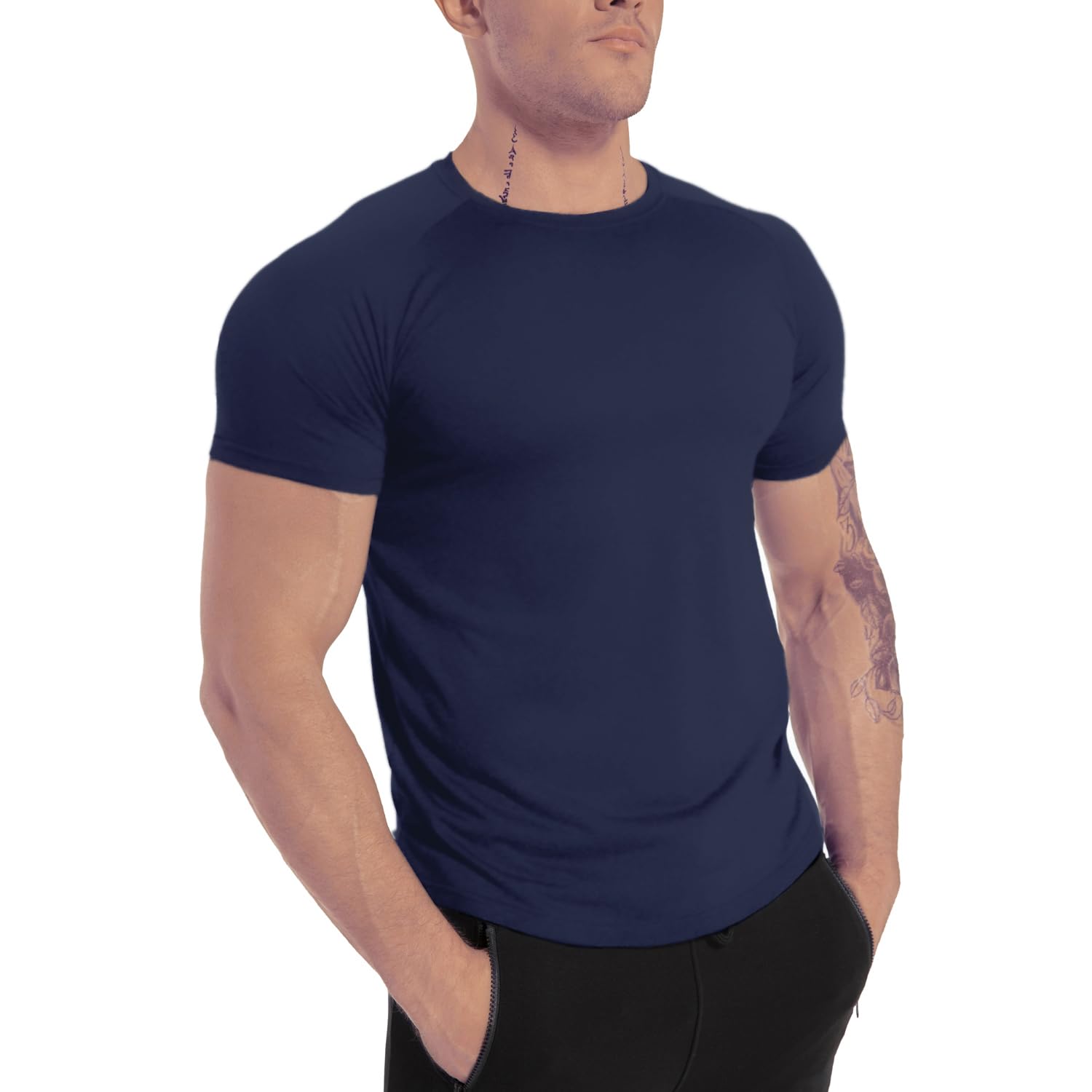 Camiseta de Manga Corta para Hombre, Ajuste seco, para Entrenamiento, Gimnasio, Absorbe la Humedad, Rendimiento atlético, para Correr, Paquete de 3 Unidades