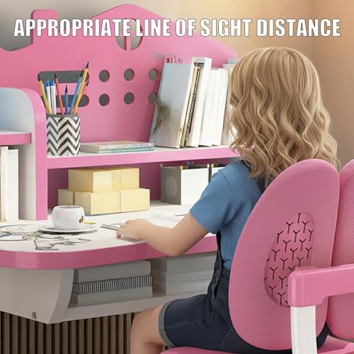 SwiftPath Escritorio Infantil con Silla Ajustable, Mesa de Estudio para niños con cajón Organizador, Silla ergonómica Regulable Transpirable, Patas Antideslizantes, Mesa 105 x 72,5 x 48,5 cm (Rosa) - imagen 4