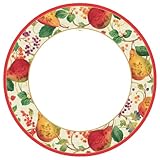 Entertaining with Caspari Entertaining Dinner Plates, Decorated Pears, Natural, Pack of 8