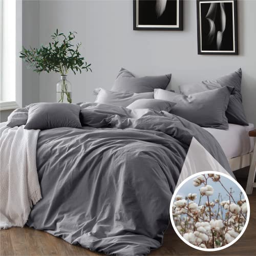 Swift Home Housse de couette chambray 100% coton gris, King/Cal King 106" x 92"