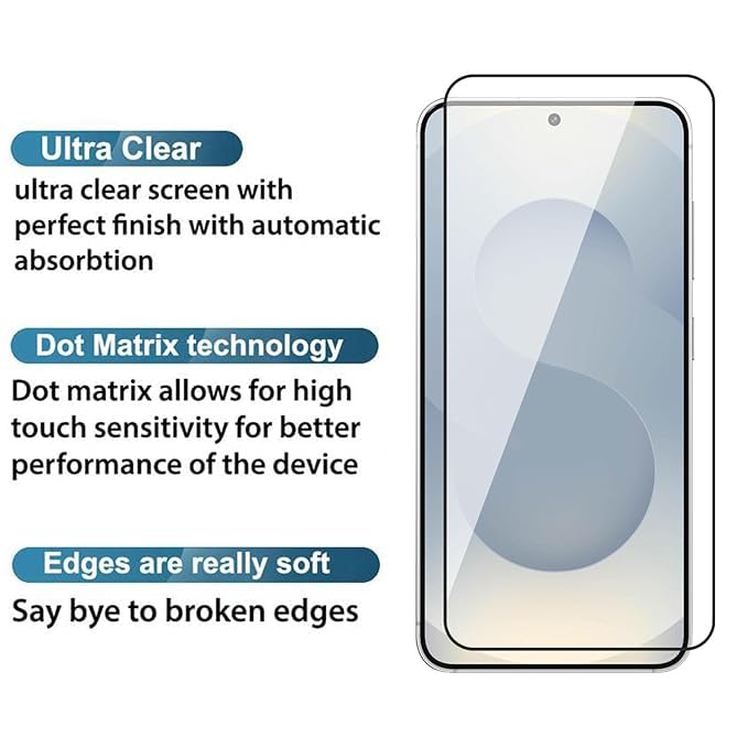 Image of Military-Grade Gorilla Tempered Glass For Samsung Galaxy S25 Edge 5G (Black) Edge To Edge Coverage With Easy Installation Kit (Samsung S25 Edge)