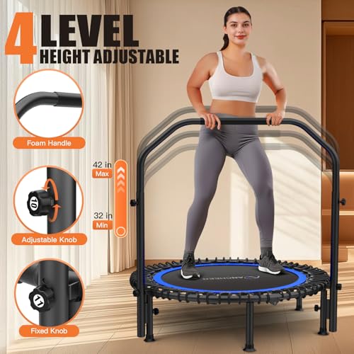 Image of ANCHEER 40 inch /48 inch Foldable Mini Trampoline with Adjustable Handle for Adults