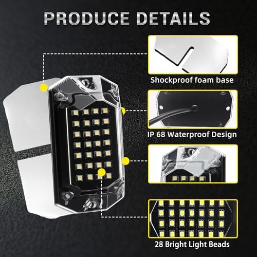 24 Pods Full Angle Pure White LED Rock Lights with Extension Plug and Play - 3