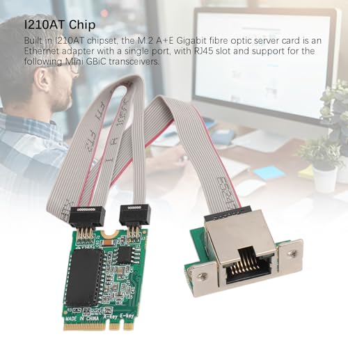 Tarjeta de red M.2 A + E de Gigabit Ethernet con puerto único RJ45 y chip I210AT para computadoras industriales miniatura 3