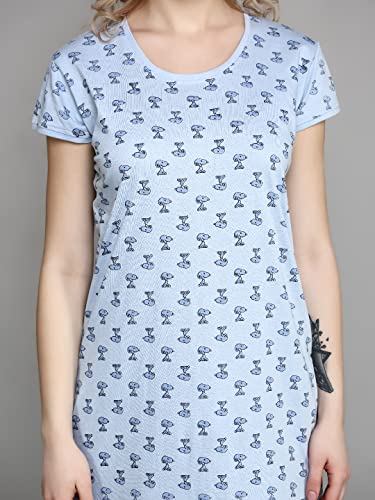 Image of Meerkat Women Short Sleeve Knee Length Cotton Knits Printed Short Nighty /Long Shirt /Midi