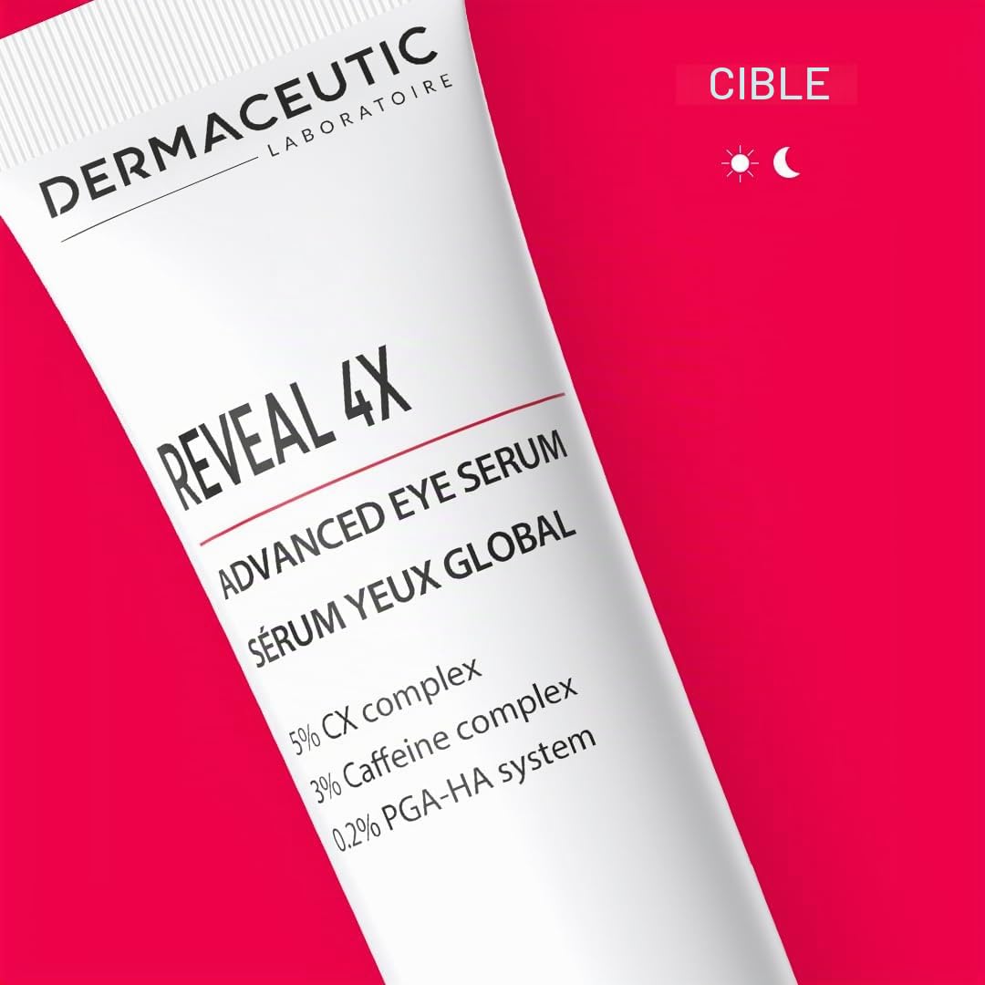Reveal 4X de Dermaceutic - Sérum Yeux Global pour les signes de fatigue et les poches du contour des yeux contenant du complexr CX et du complexe de caféine - 15 ml