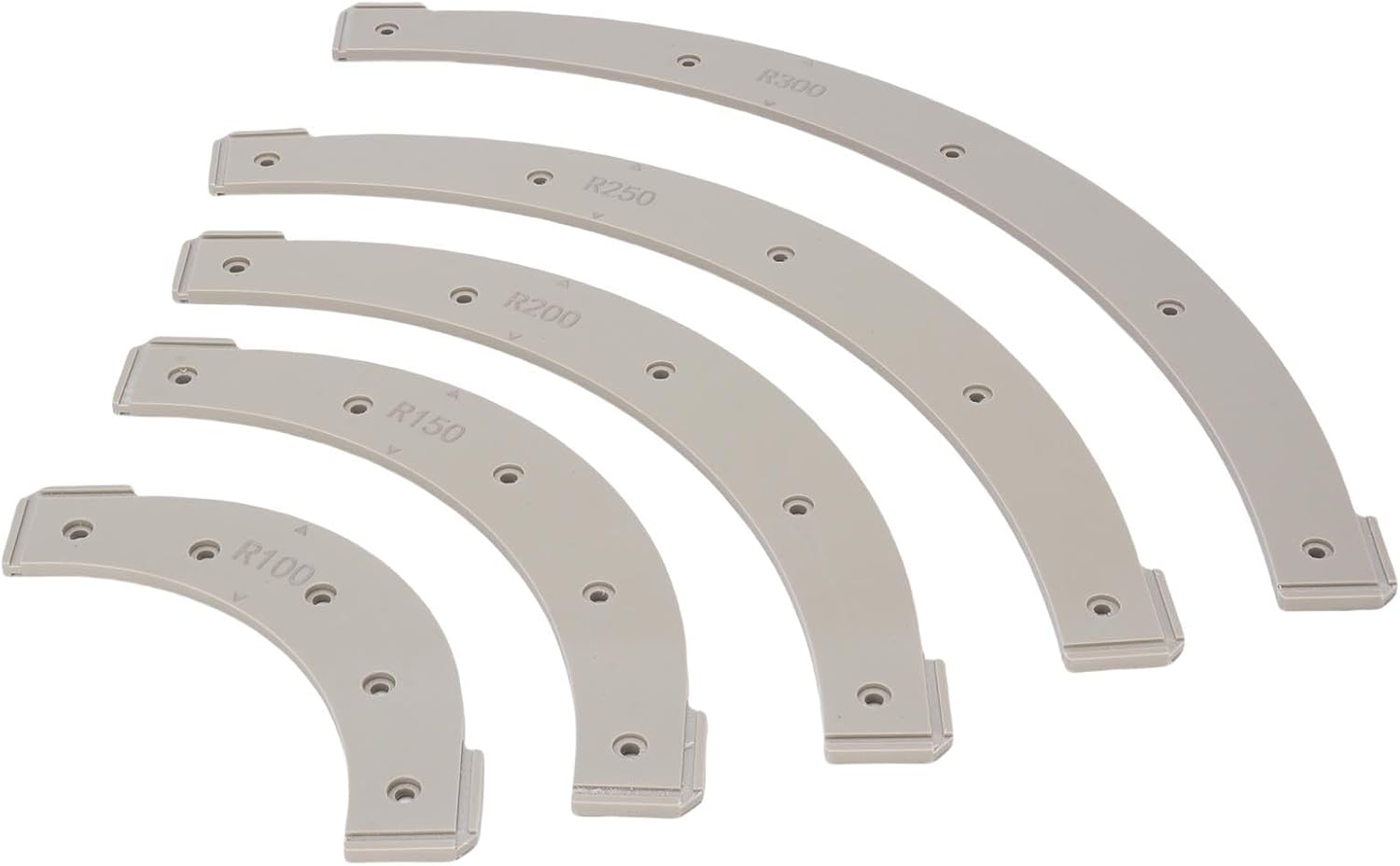 Router Corner Radius Templates Set, 5PCS Plastic Woodworking Jig Tools R100 R150 R200 R250 R300 for Cabinet s and Furniture Making