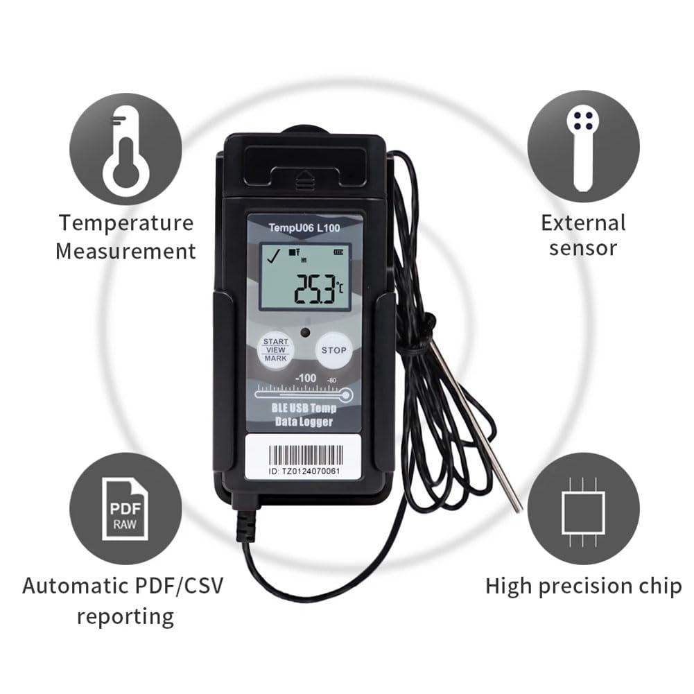 TempU06-100°C rejestrator danych niskotemperaturowych cyfrowy 32000 punktów Bluetooth USB rejestrator temperatury do przechowywania zimnego łańcucha