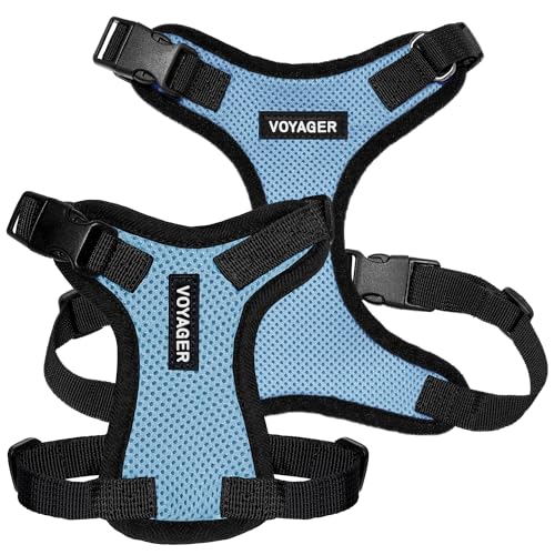 Image of Voyager Step-in Pet Harness - All Weather Mesh, Adjustable Step in Harness for Cats and Dogs by Best Pet Supplies - Baby Blue /Black Trim, XS