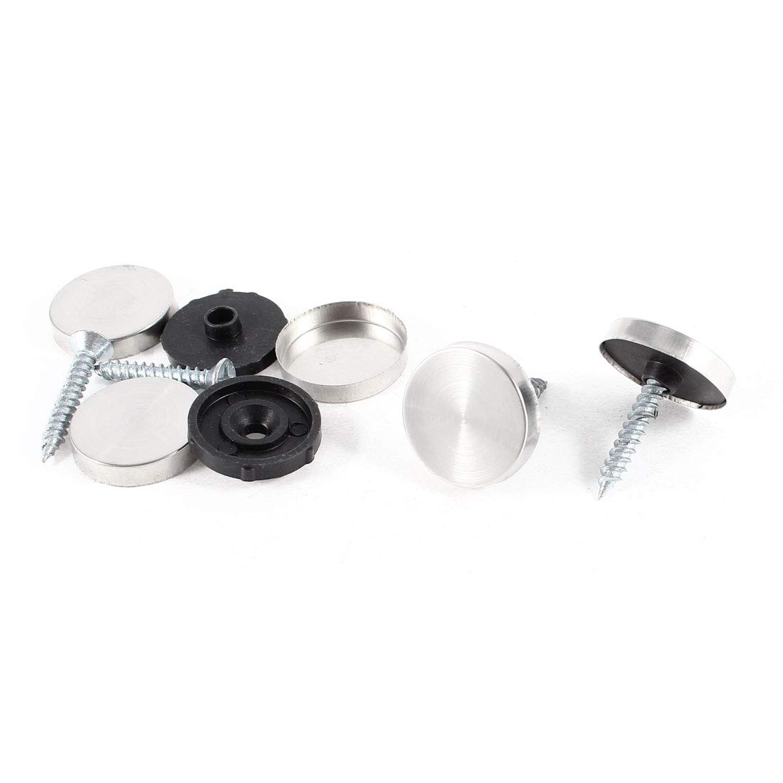 Aexit 5 Pcs Quality Parts 20mm Dia Screw Cap Tea Table Mirror Nails Silver Tone Black Model:22as355qo380