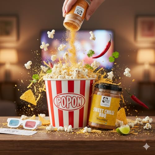 Image of Browntree Popcorn Seasoning Powder Combo Pack-Cheddar Cheese + Sweet Chilli BBQ-100g(Each Pack 50g) |Movie Style Popcorn Seasoning Powder|Cheesy & Smoky Flavours |Perfect for Fries &Snacks