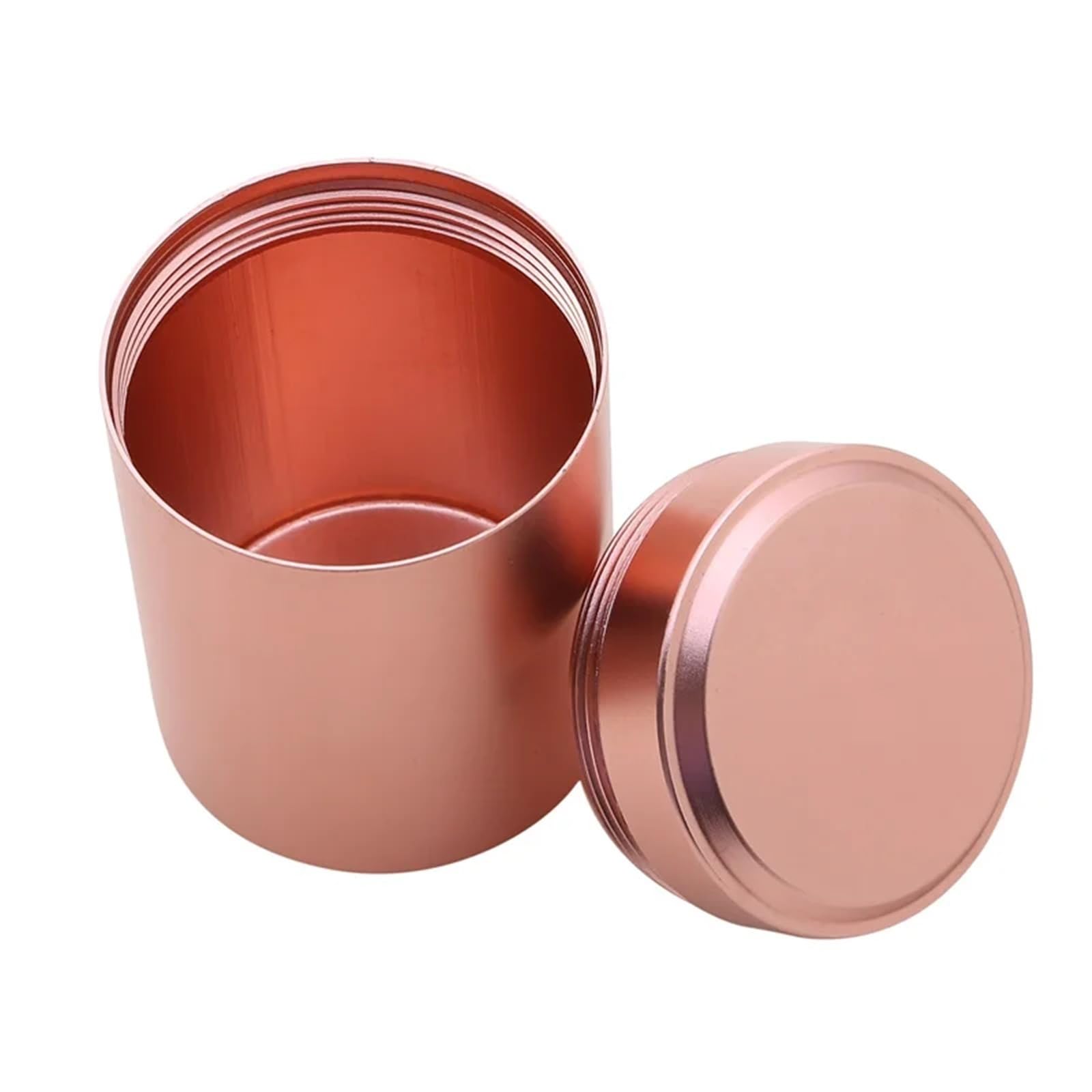 FDBTYJN Tea Caddy Mini Metal Can Stainless Steel Tea Small Travel Portable Container Jar Sugar Coffee Candy Storage(Rose gold)