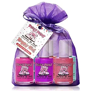 Piggy Paint | 100% Non-Toxic Girls Nail Polish | Safe, Cruelty-free, Vegan, & Low Odor for Kids | Happy Girl (6 Polish Set)