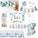 1st Birthday Decorations for Boy, First Birthday Party Supplies, Baby Boy First Bday Decorations, Balloon Boxes, Backdrop, High Chair Banner, Crown, Photo Banner