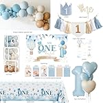 1st Birthday Decorations for Boy, First Birthday Party Supplies, Baby Boy First Bday Decorations, Balloon Boxes, Backdrop, High Chair Banner, Crown, Photo Banner - Image 2