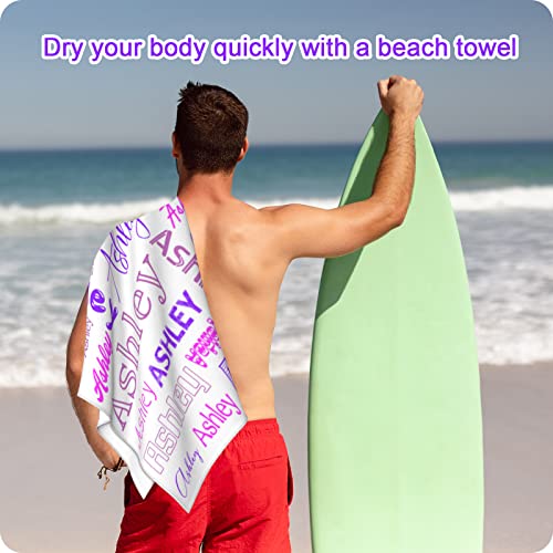 Ceosande Personalized Beach Towel Custom Beach Towels With Names Text Design Customize Lightweight Towel Pool Swim Travel Gift For Men Women Kids (Name-6) #TOP4