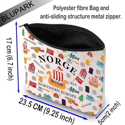 BLUPARK Norway Travel Cosmetic Bag Norwegian Gift Norge Makeup Bag Souvenirs Gift (Norge)2