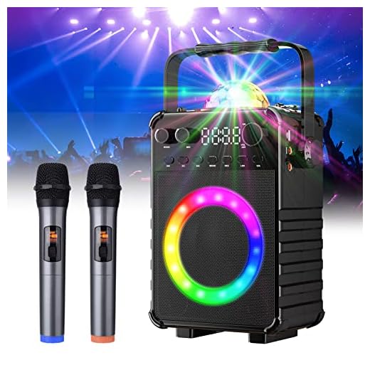 VerkTop Kid Karaoke Machine with 2 Wireless Microphones, Bluetooth Karaoke Speaker Machine for Kids Adults,Portable PA System with Disco LED Lights, for Christmas Birthday Party