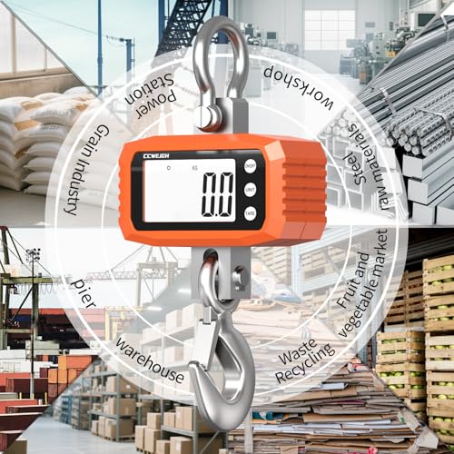 Image of Hanging Scale Handheld 880lb /400kg Crane Scale Luggage Scale,with ABS Plastic case & Big LCD Display, Portable Digital Mini Crane Scale Fishing Scale,for Gym,Hunting,Travelling (Orange(2200lb))
