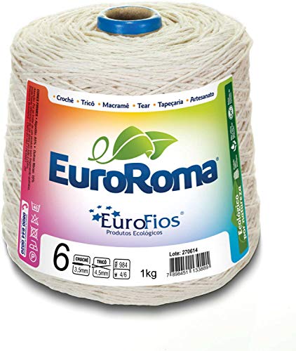 Euroroma 170.6.100, Barbante Cru 1, 0Kg 4/6 Fios Rolo, Multicolor
