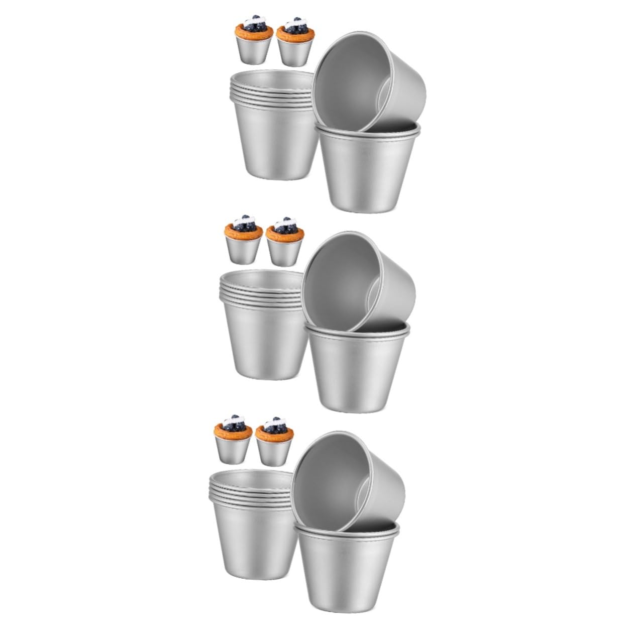 Ciieeo Lot De 3 Moules À Muffins En Métal Caissettes À Muffins Moules À Gâteaux Pudding Faciles À Nettoyer Polyvalents Pour Débutants 8 Pièces X 3