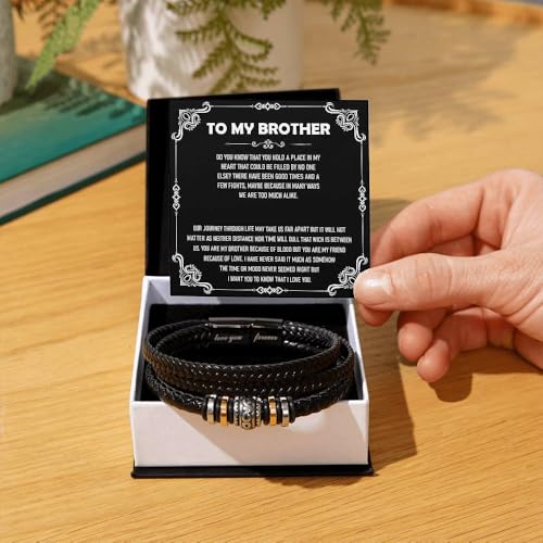 Image of To My Brother Bracelet, Bracelet for Brother from Sister, Gifts from Mom and Dad, Birthday Gift with Message Card and Box