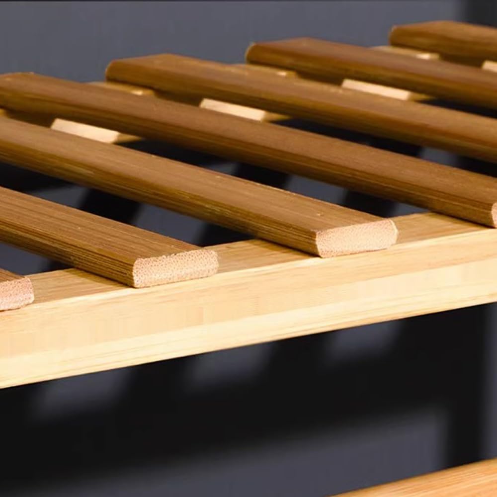 Stand Appendiabiti in Legno, Multifunzionale Appendiabiti Portatile, Armadio Aperto Appendiabiti, Appendiabiti da Terra in Bamboo per Vestiti Cappelli Scatola per Scarpe,L130CM