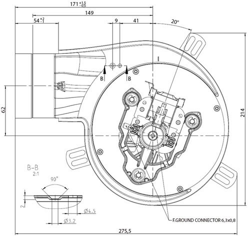 Motore aspiratore estrattore fumi stufa a pellet - EBM G2E152/0020-3030LH-609
