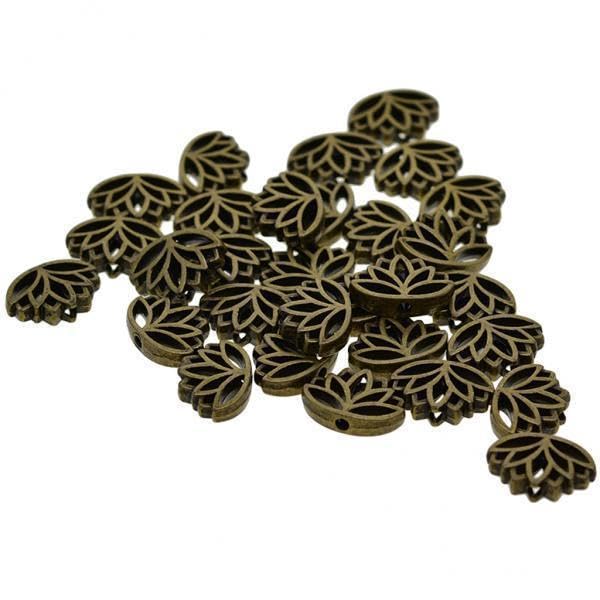 SNAPPSY 4x30x Retro Hollow Out Buddha Yoga Lotus Flower Metal Spacer Bead Green Bronze-picture-48
