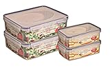 axentia 4er Set Vorratsdosen Airproof, Frischhalteboxen, transparent, eckig mit je 2 mal 1,2 Liter und 4 Liter, Set von Danto®