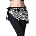 ZLTdream Women's Belly Dance Wave Shape Hip Scarf With Silver Coins Black