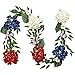 Valery Madelyn 6FT 4th of July Garland with Lights for Mantle, Red White Blue Patriotic Hydrangeas Garland Memorial Day Decorations with Eucalyptus Leaves Butterfly for USA 250th Anniversary Summer