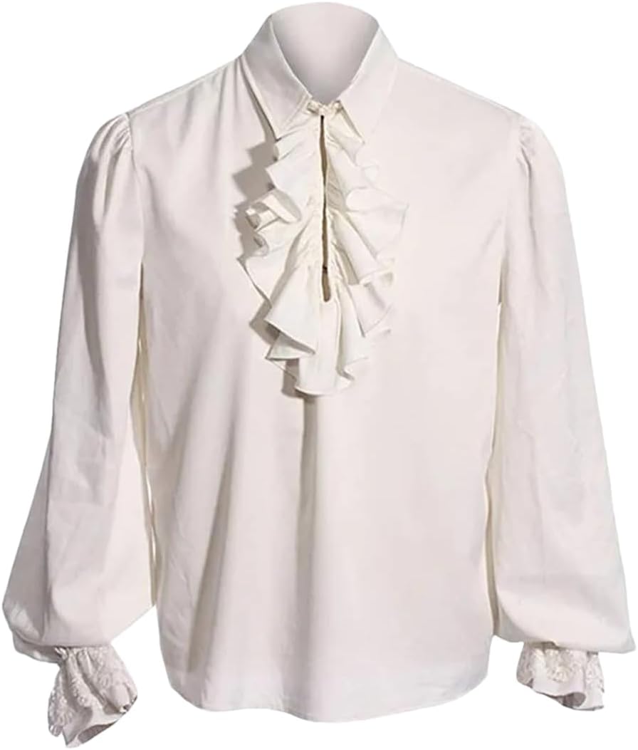 Mens Ruffle Steampunk Gothic Shirt Halloween Costume Cosplay Wedding Party Tops