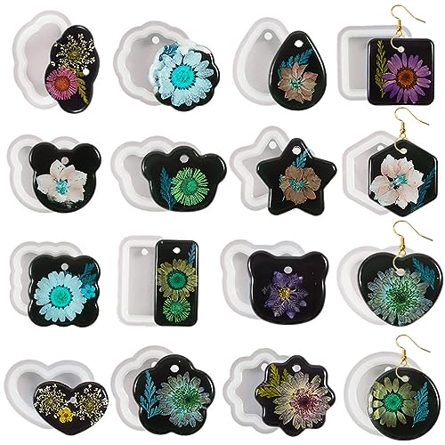 Catálogo para Comprar On-line Moldeado y fundición para comprar online. 41 Voyyphixa - 16 moldes de resina para joyas, arete de resina con agujero de corazón/moldes de silicona ovalados para moldes de fundición de resina epoxi para colgante y llavero,...