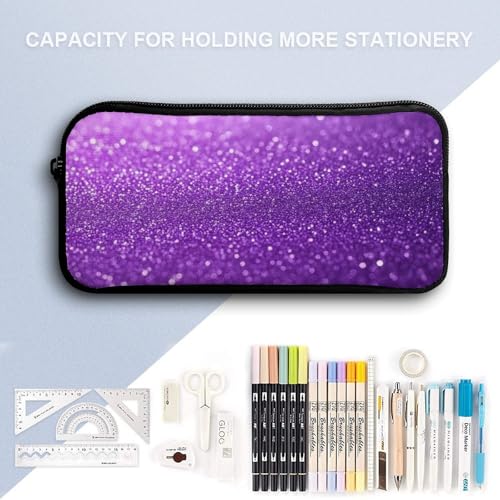 17 Inch Backpack with Lunch Bag and Pencil Case Set Purple Glitter Sparkle Pattern Casual Daypack Insulated Lunch Box Stationery Organizer Pouch4