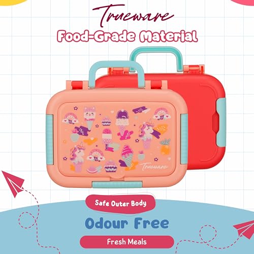 Image of Trueware Galaxy 3 304 Stainless Steel PU Insulated Lunch Box with Three Compartment BPA Free, Food Grade Ideal for School, Picnic, Office & Outdoor - 520ml