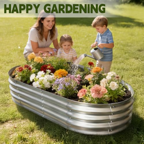 Galvanized Raised Garden Bed Outdoor, Large Raised Bed for Gardening, 4x2x1ft Metal Planter Box for Vegetables, Fruits, Flowers, Easy Assembly with Wing Nuts & Safe Rolled Design, Silver - Image 5