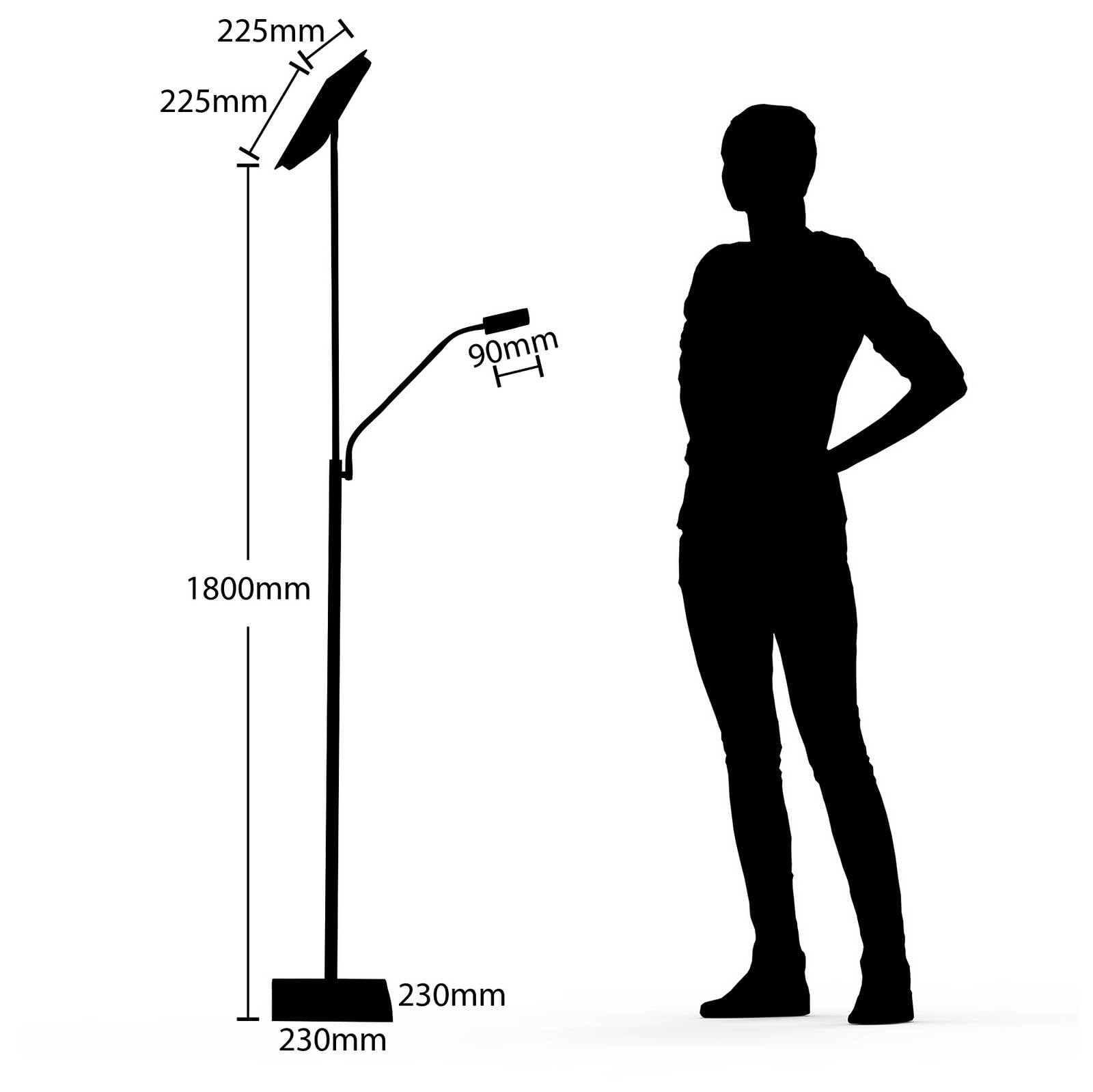 Lindby LED Stehlampe, Deckenfluter dimmbar verstellbarer Lesearm Standleuchte Metall Glas Standlampe Wohnzimmerlampe Leselampe